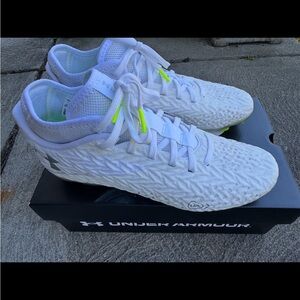 Under Armour White and Neon Green Lacrosse Shoes